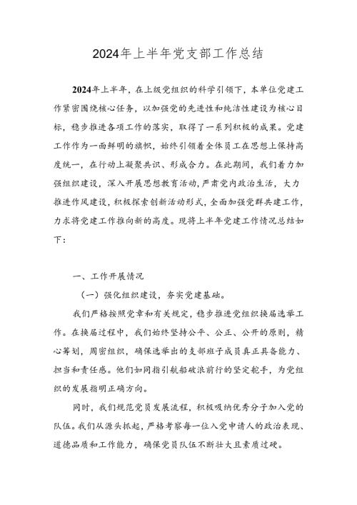 2024年上半年党支部工作总结 精选5篇.docx