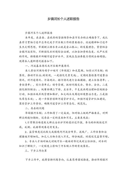 乡镇河长个人述职报告.docx