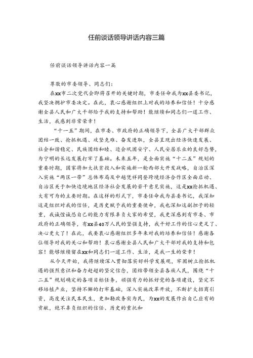 任前谈话领导讲话内容三篇.docx