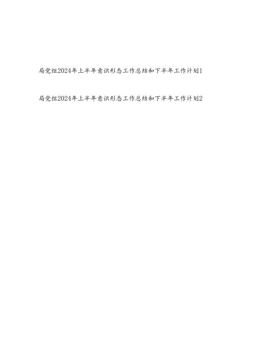 2024年上半年局党组意识形态工作总结和下半年工作计划2篇.docx