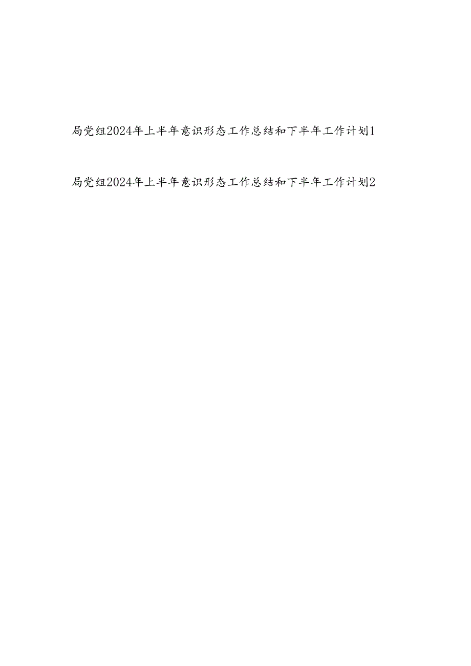 2024年上半年局党组意识形态工作总结和下半年工作计划2篇.docx_第1页