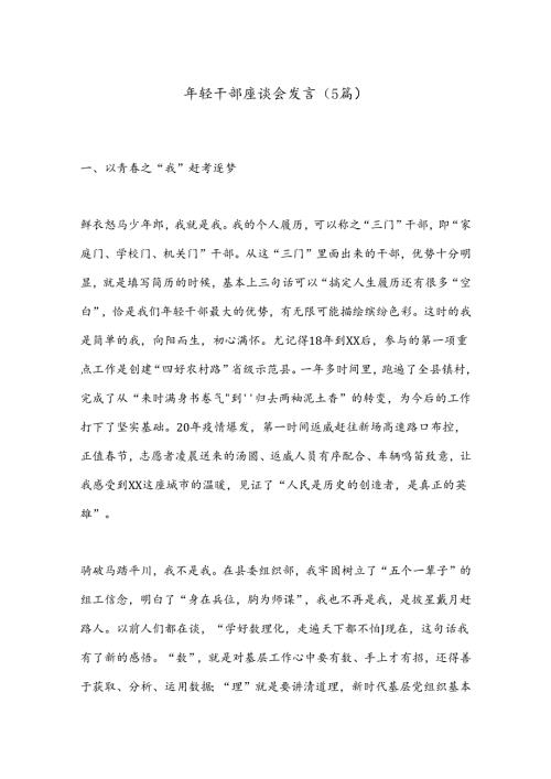 （5篇）年轻干部座谈会发言.docx