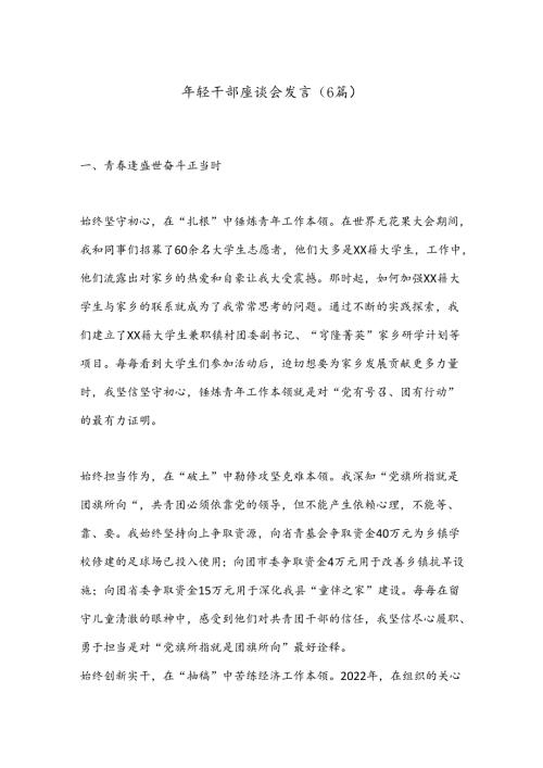 （6篇）年轻干部座谈会发言.docx