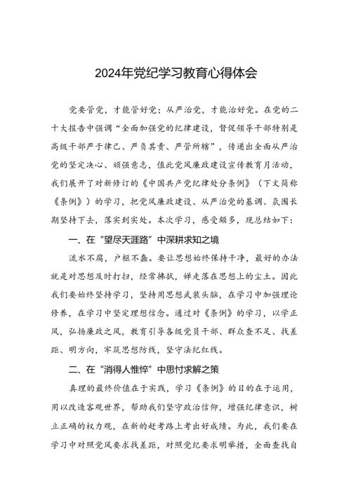 2024年党纪学习教育读书班专题研讨发言十八篇.docx