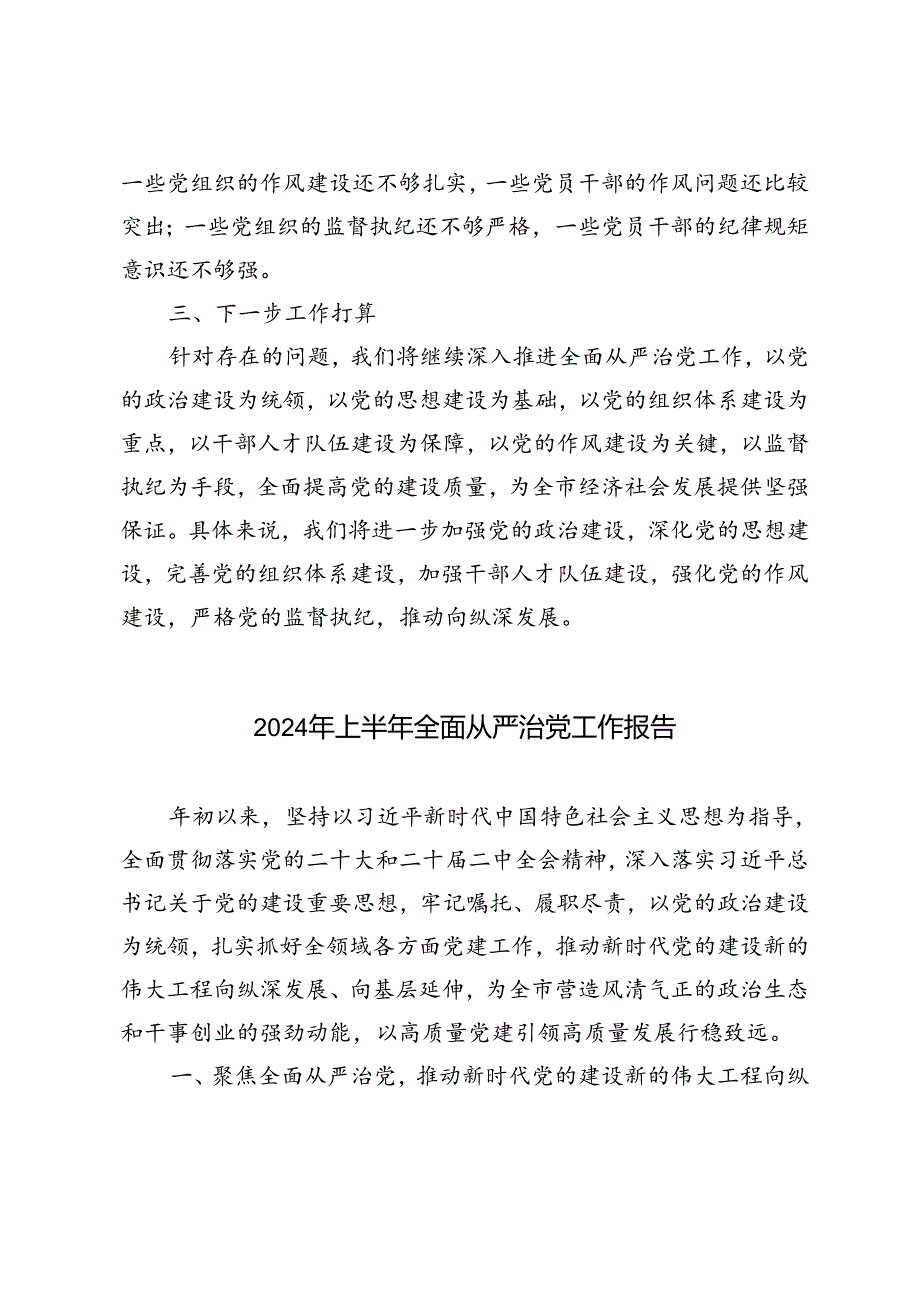 4篇 2024年上半年全面从严治党工作报告.docx_第3页