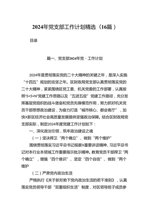 2024年党支部工作计划精选(16篇).docx