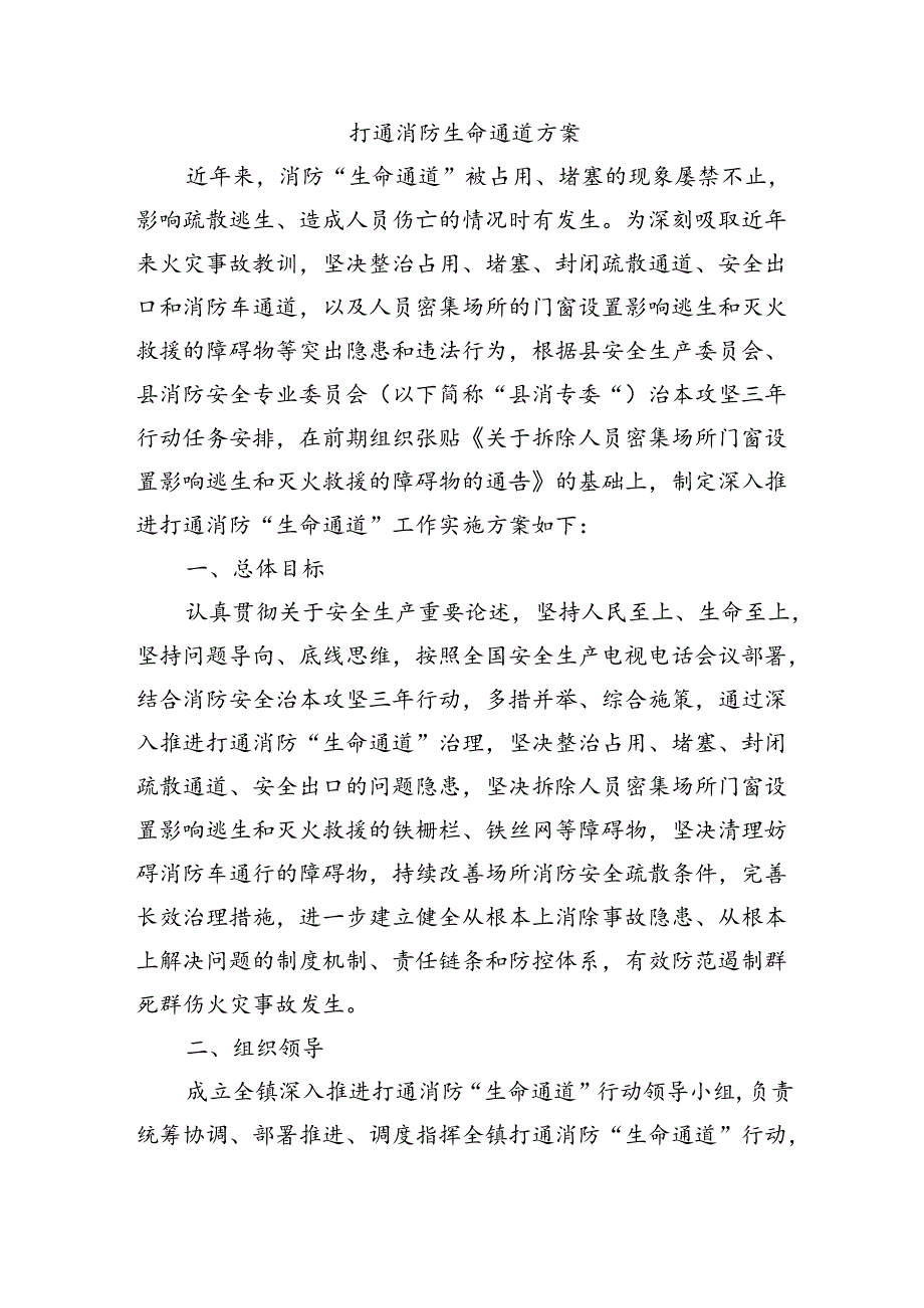 打通消防生命通道方案.docx_第1页