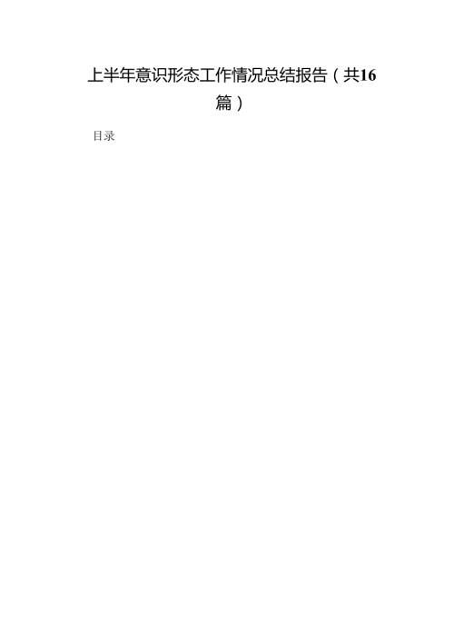 （16篇）上半年意识形态工作情况总结报告（详细版）.docx