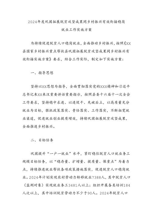 2024巩固拓展脱贫攻坚成果同乡村振兴有效衔接稳岗就业工作实施方案.docx
