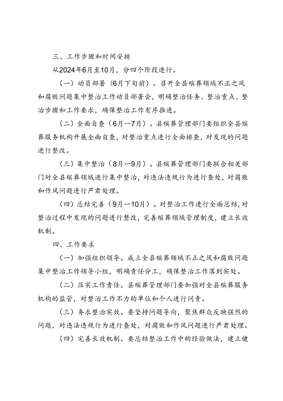 3篇 2024年县殡葬领域不正之风和腐败问题集中整治工作方案.docx_第2页