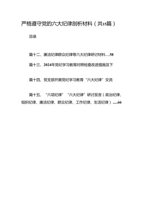 （15篇）严格遵守党的六大纪律剖析材料合集.docx