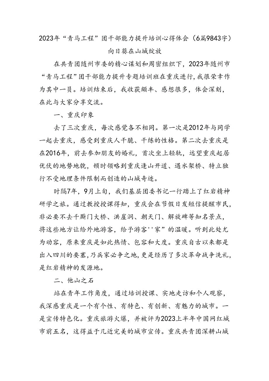 “青马工程”团干部能力提升培训心得体会6篇.docx_第1页