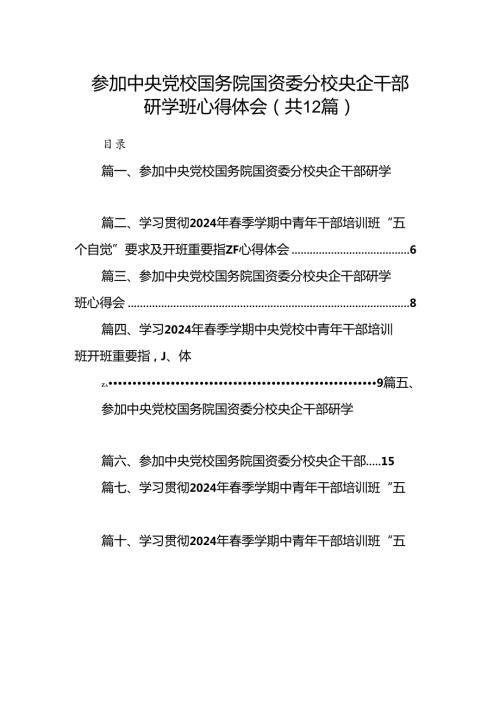 参加中央党校国务院国资委分校央企干部研学班心得体会（共12篇）.docx
