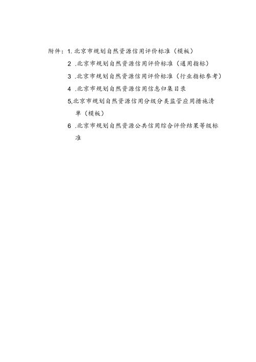 北京市规划自然资源信用评价标准、信息归集目录、分级分类监管应用措施、综合评价结果等级标准.docx