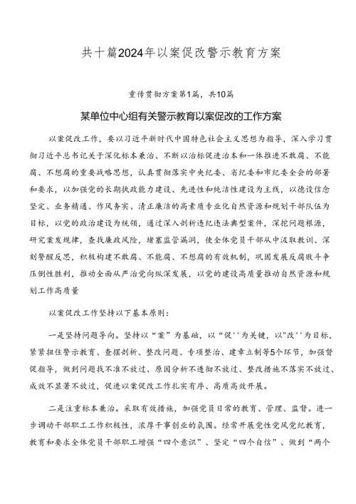 共十篇2024年以案促改警示教育方案.docx