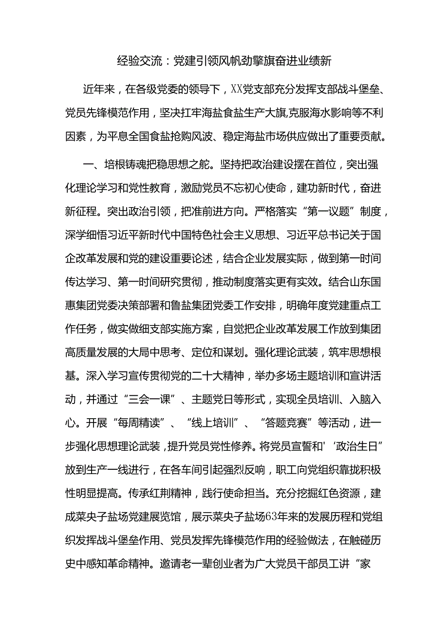 2024党支部党建经验交流材料3篇.docx_第2页