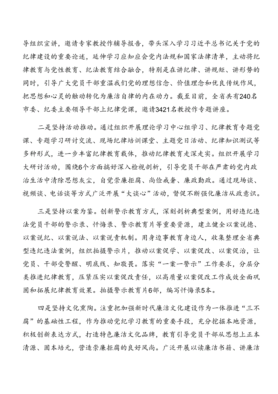 （8篇）2024年在关于开展学习党纪学习教育情况报告含主要做法.docx_第2页