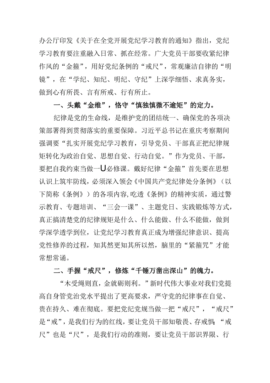 乡镇干部关于2024年党纪教育活动的心得体会发言材料(精选13篇合集).docx_第3页