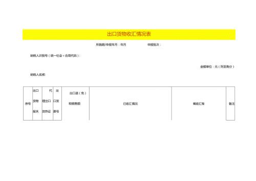 出口货物收汇情况登记表模板.docx