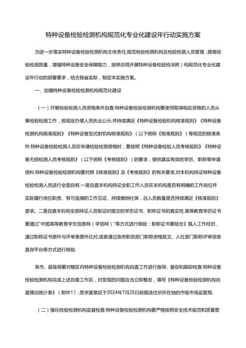 特种设备检验检测机构规范化专业化建设年行动实施方案.docx