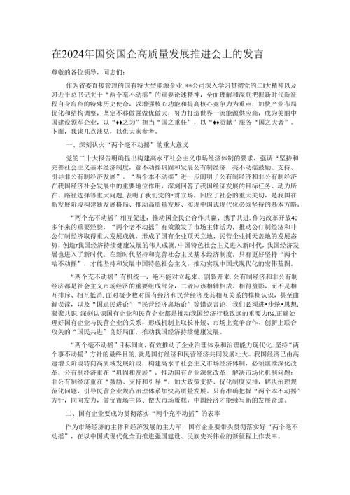 在2024年国资国企高质量发展推进会上的发言(1).docx