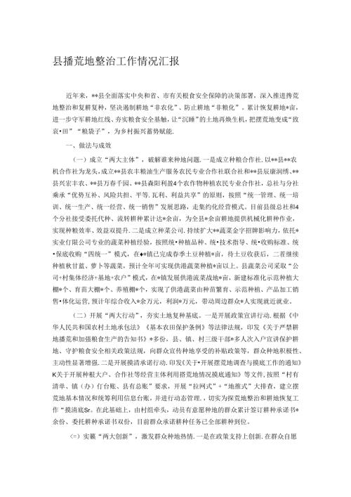县撂荒地整治工作情况汇报.docx