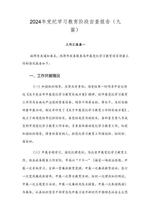 2024年党纪学习教育阶段自查报告（九篇）.docx