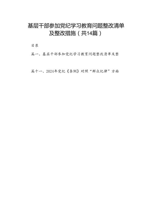 基层干部参加党纪学习教育问题整改清单及整改措施（共14篇）.docx