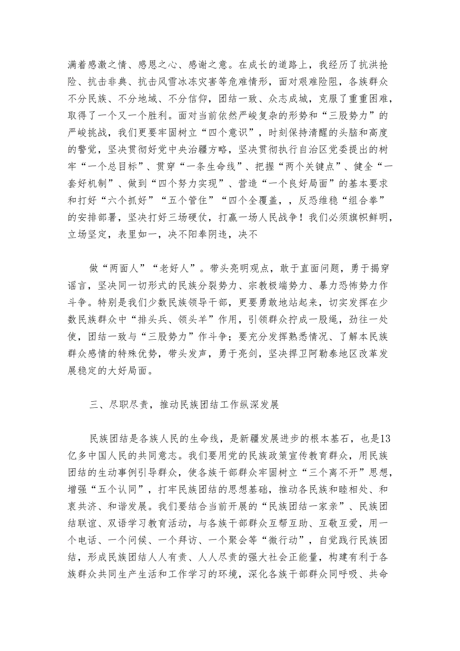 民族团结发声亮剑发言稿集合6篇.docx_第2页