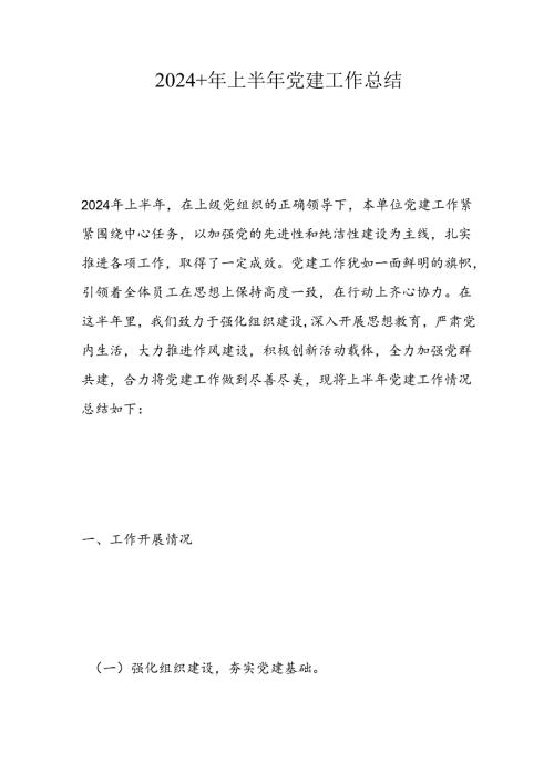 2024+年上半年党建工作总结.docx