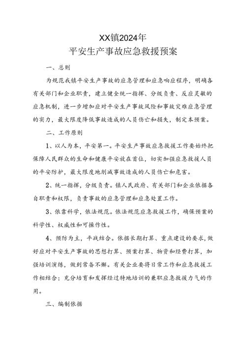 2024镇安全生产事故应急预案资料.docx
