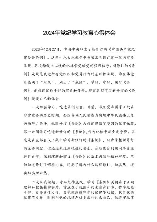 领导干部2024年党纪学习教育心得体会发言稿四篇.docx