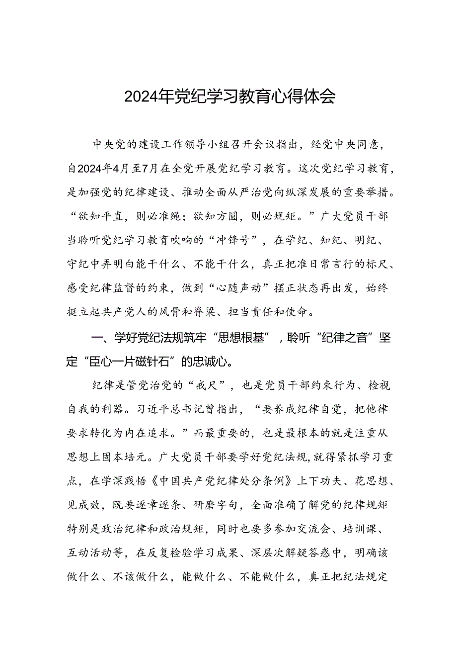2024年党纪学习教育研讨交流发言十八篇.docx_第1页