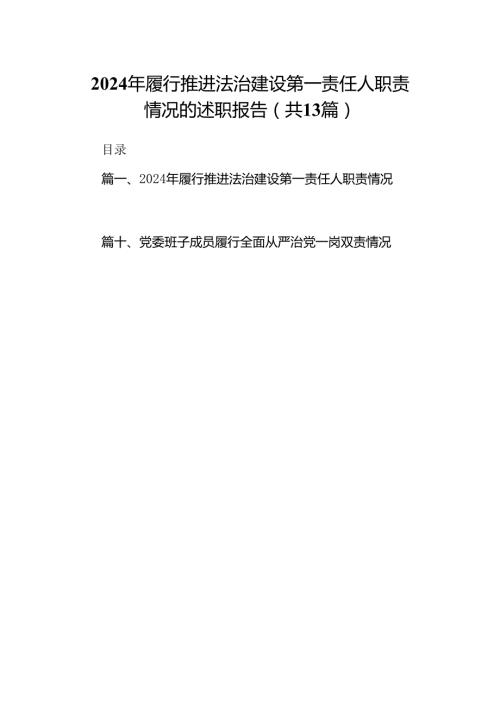 2024年履行推进法治建设第一责任人职责情况的述职报告优选13篇.docx