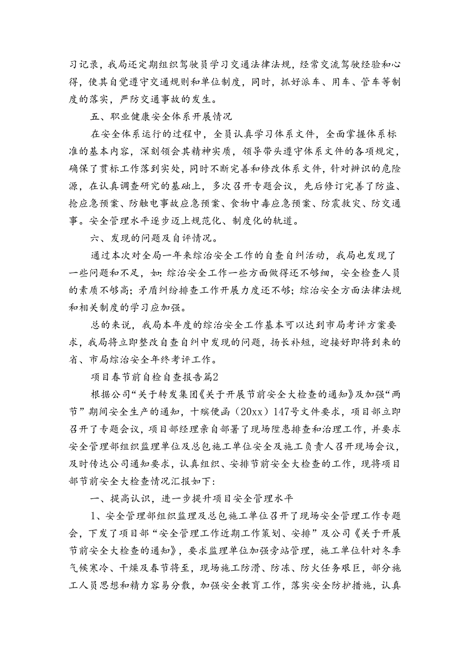 项目节前自检自查报告（3篇）.docx_第2页