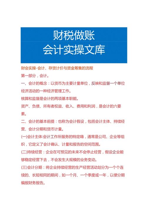 财会实操会计、存货计价与资金筹集的流程.docx