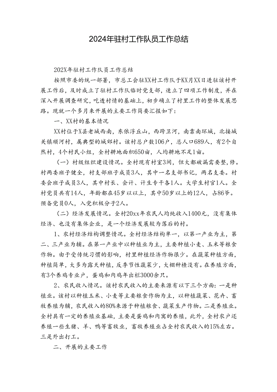 2024年驻村工作队员工作总结.docx_第1页