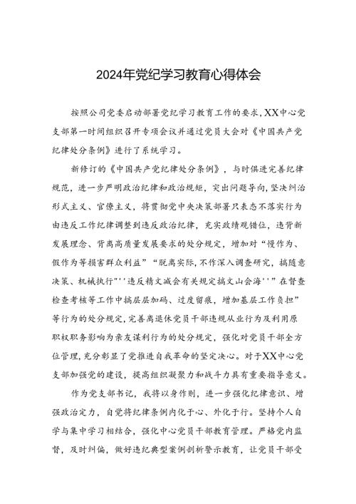 支部书记2024年党纪学习心得体会四篇.docx