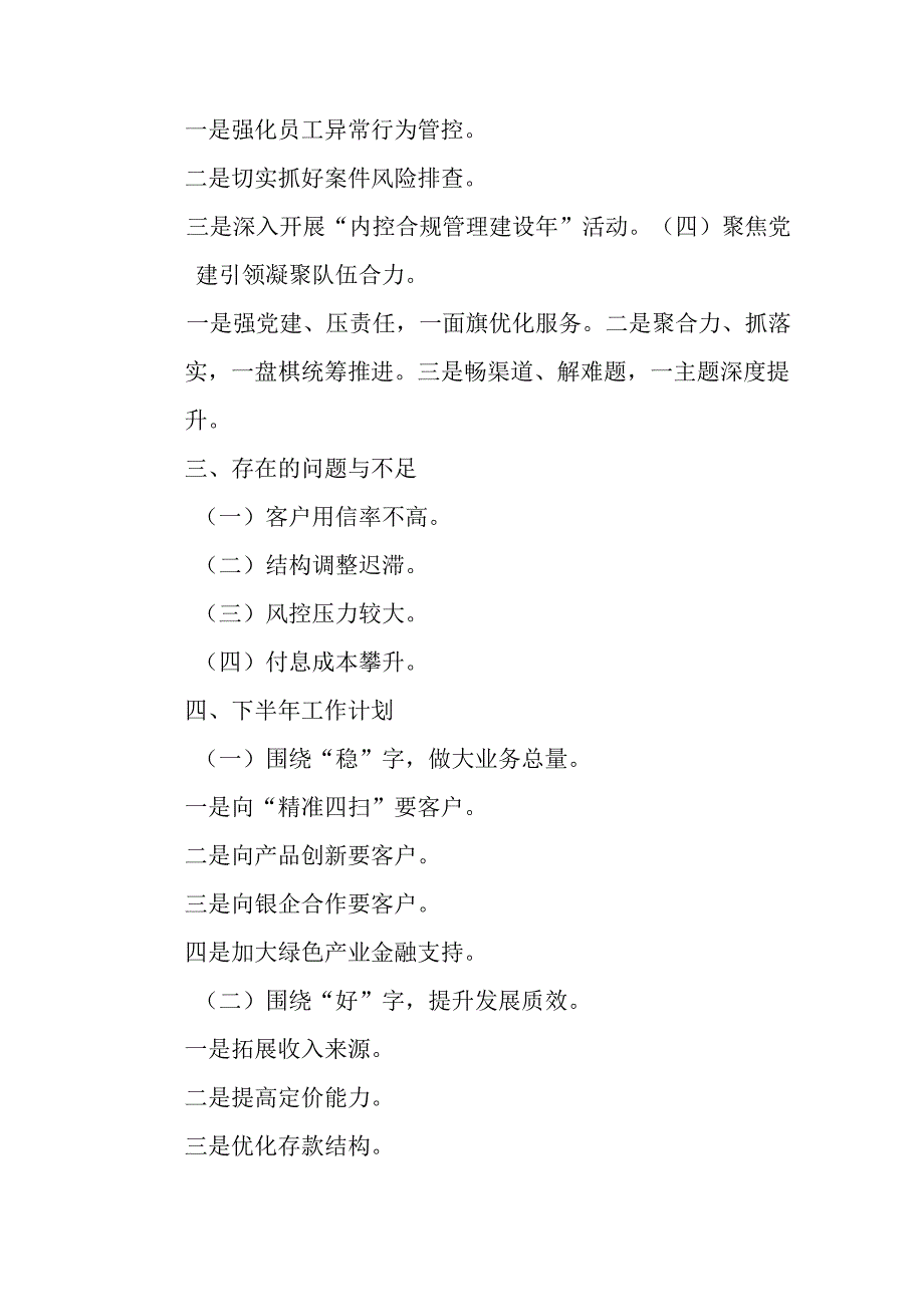 XX农商银行2024年上半年工作总结和下半年工作打算.docx_第3页