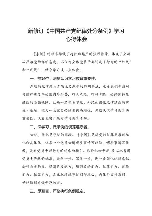 《2024新修订中国共产党纪律处分条例》学习感悟十九篇.docx