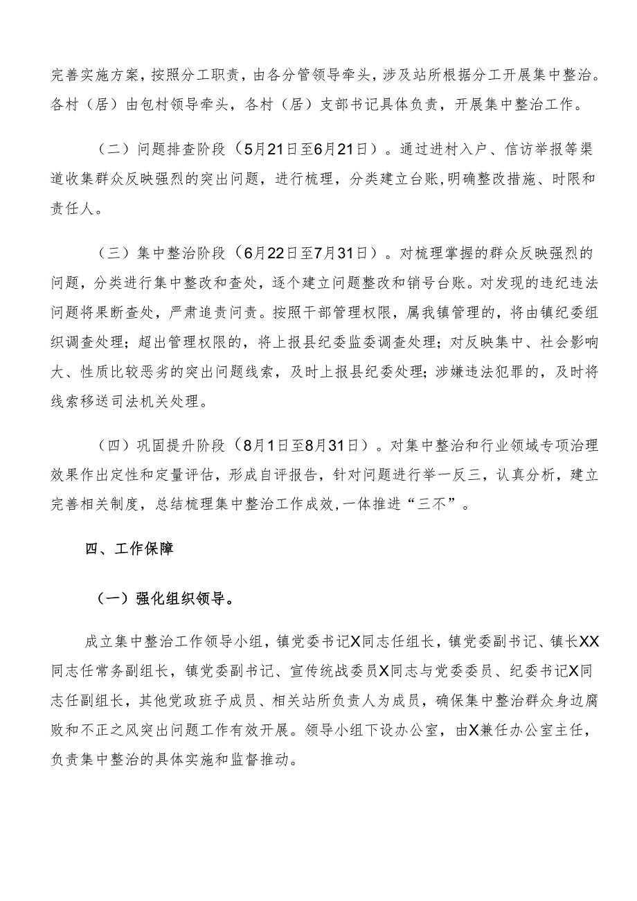 （多篇汇编）关于2024群众身边不正之风和腐败问题集中整治方案.docx_第3页