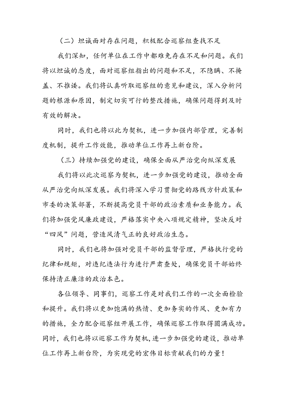 国有企业党委书记在迎检市委巡察组巡察工作会上的表态发言.docx_第2页