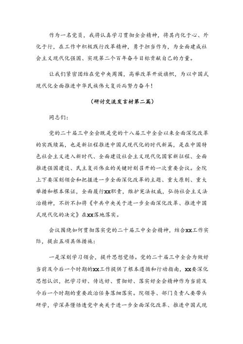 2024年二十三中全会的交流发言材料.docx