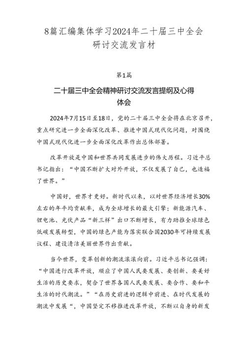 8篇汇编集体学习2024年二十三中全会研讨交流发言材.docx