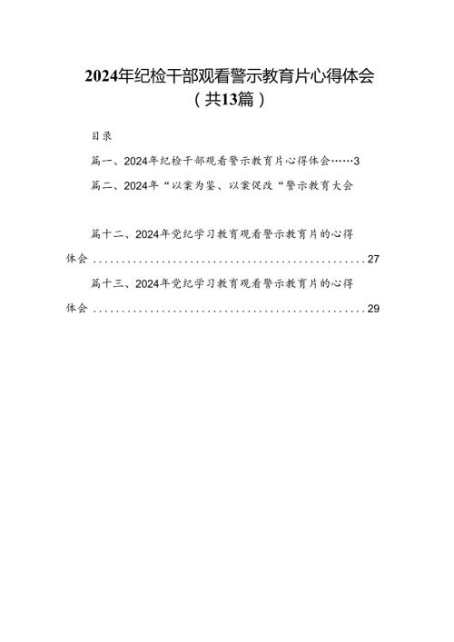 2024年纪检干部观看警示教育片心得体会13篇供参考.docx