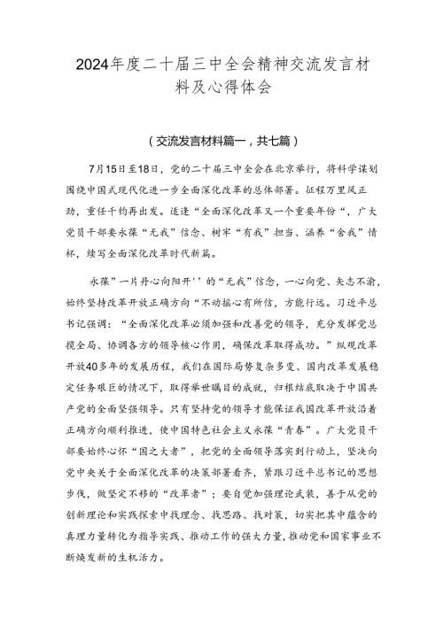 2024二十三中全会精神交流发言材料及心得体会.docx