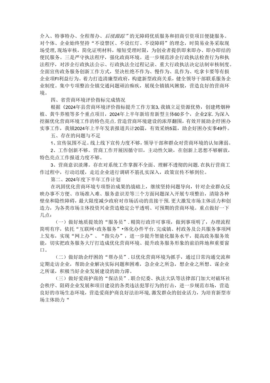 镇2024优化营商环境上半年工作总结及下半年工作计划.docx_第2页