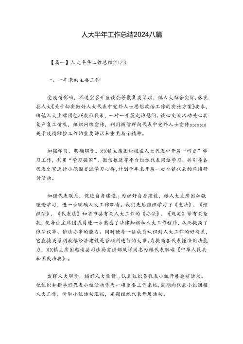 人大半年工作总结2024八篇.docx