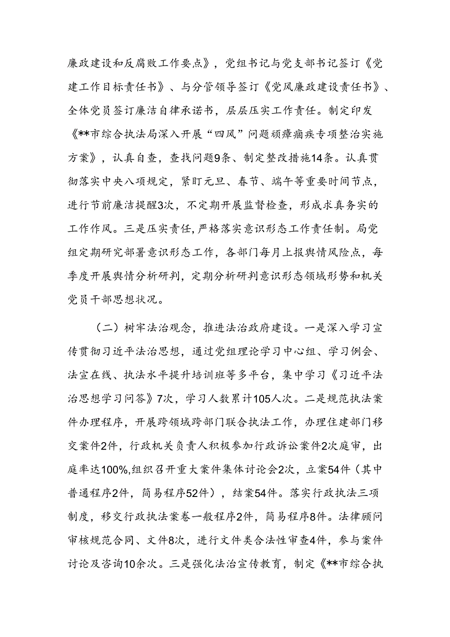 综合(行政)执法局2024上半年工作总结暨下半年工作计划2篇.docx_第3页