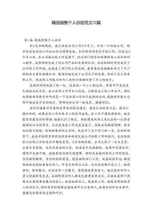 精选销售个人总结范文六篇.docx
